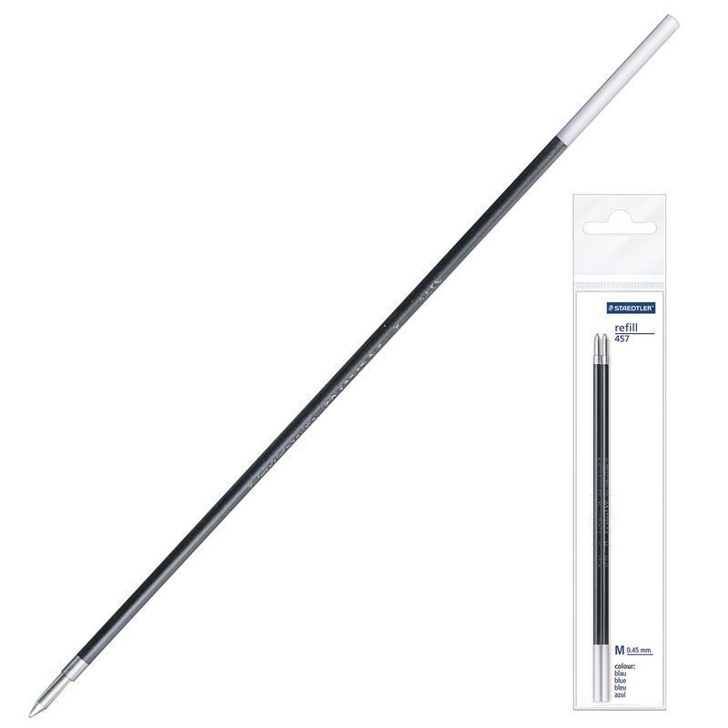 

Стержни шариковые STAEDTLER 2 шт, 135 мм, синие, узел 1 мм, линия письма 0,45 мм, 457 M-3