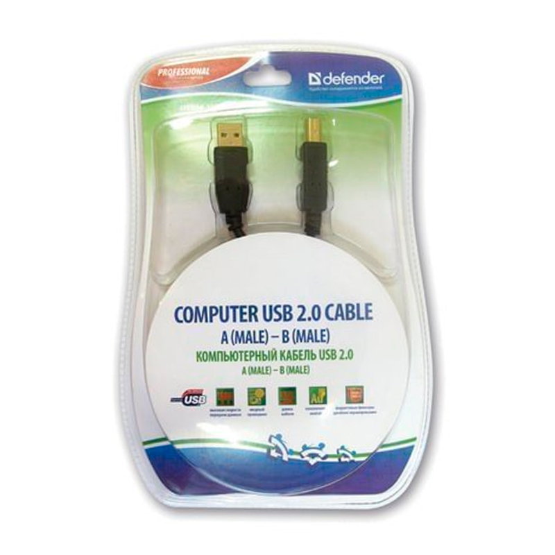 

Кабель NoBrand USB A - USB B вилка-вилка 3м (87431) черный