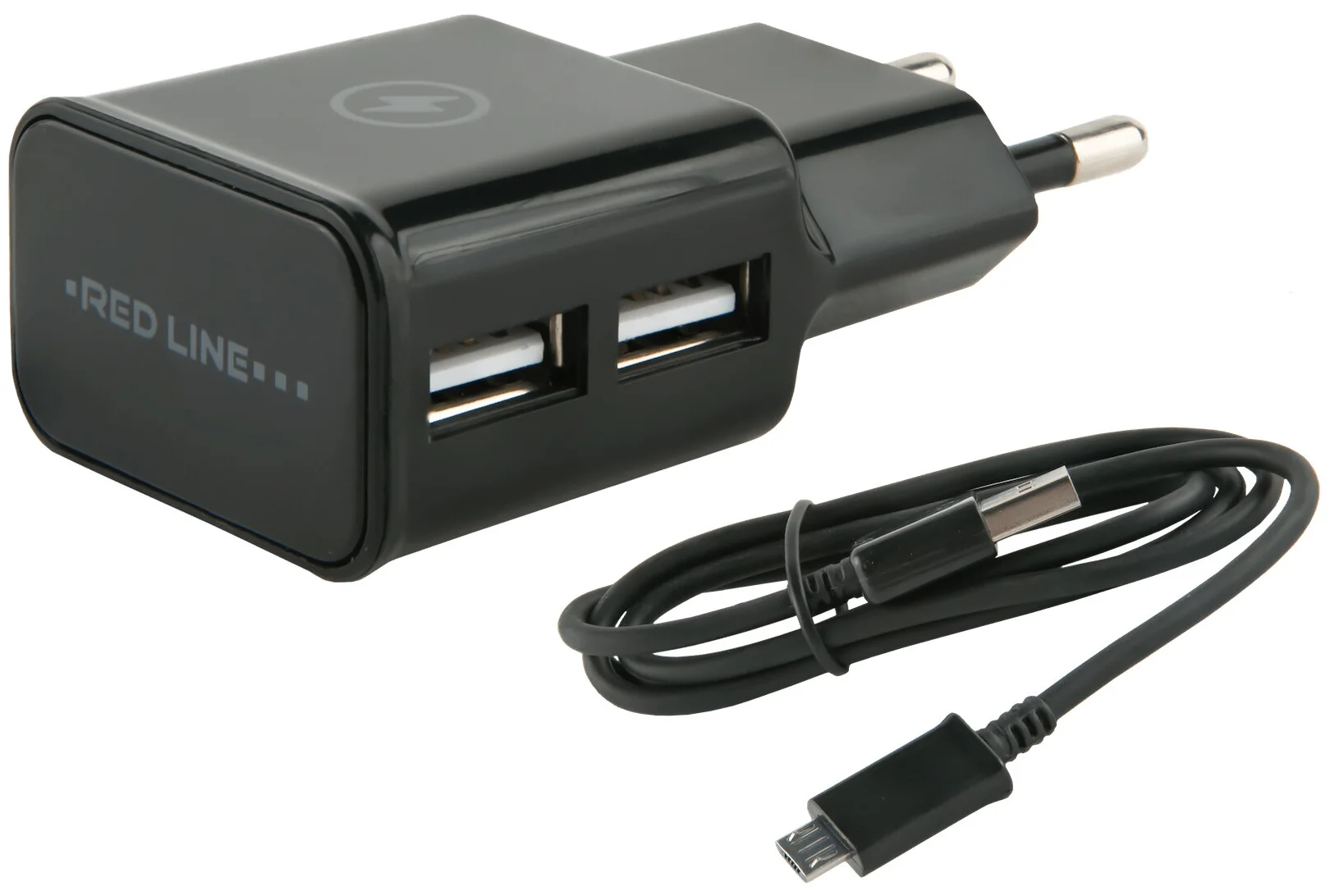 

Зарядное устройство сетевое (220 В), RED LINE NT-2A, кабель microUSB 1 м, 2 порта USB