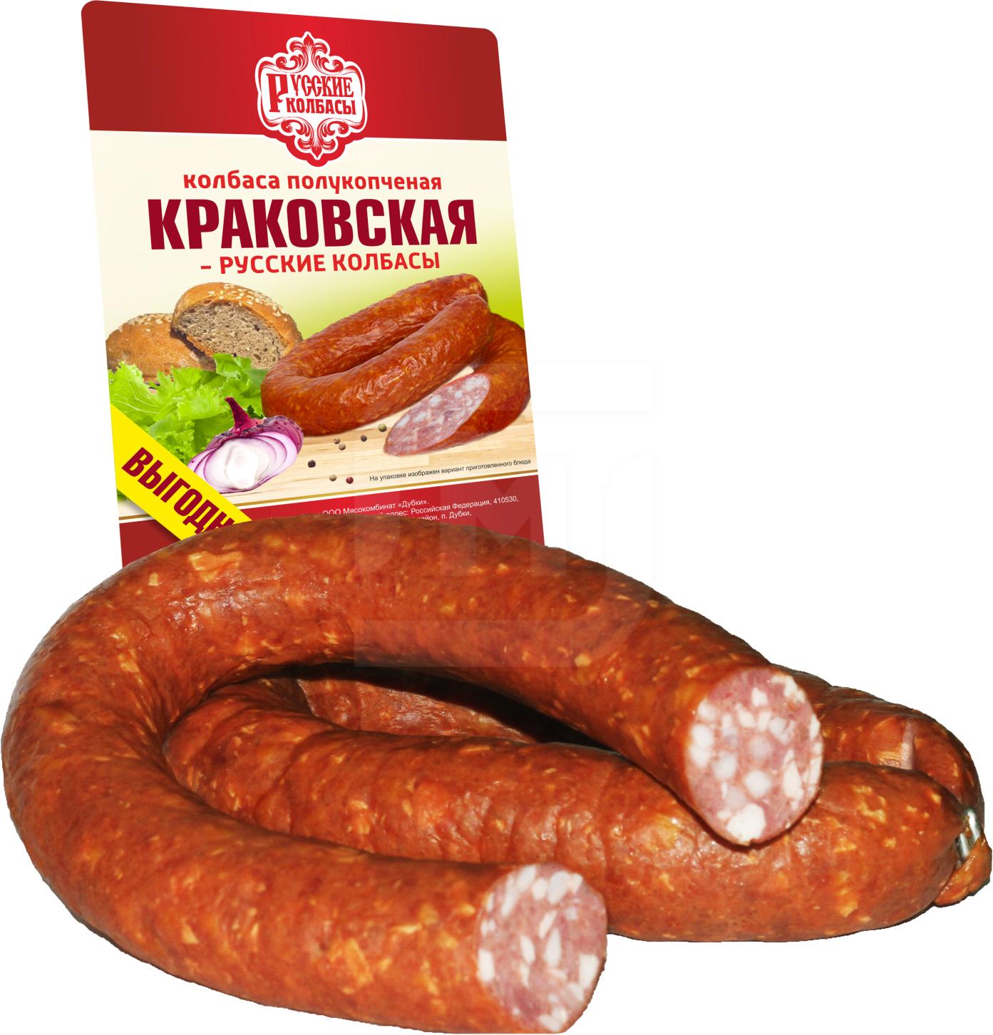 

Колбаса Дубки Краковская полукопченая +-500 г