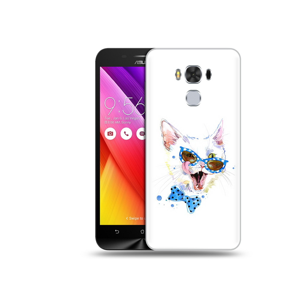

Чехол MyPads Tocco для Asus ZenFone 3 белый кот (PT49951.654.229), Прозрачный, Tocco