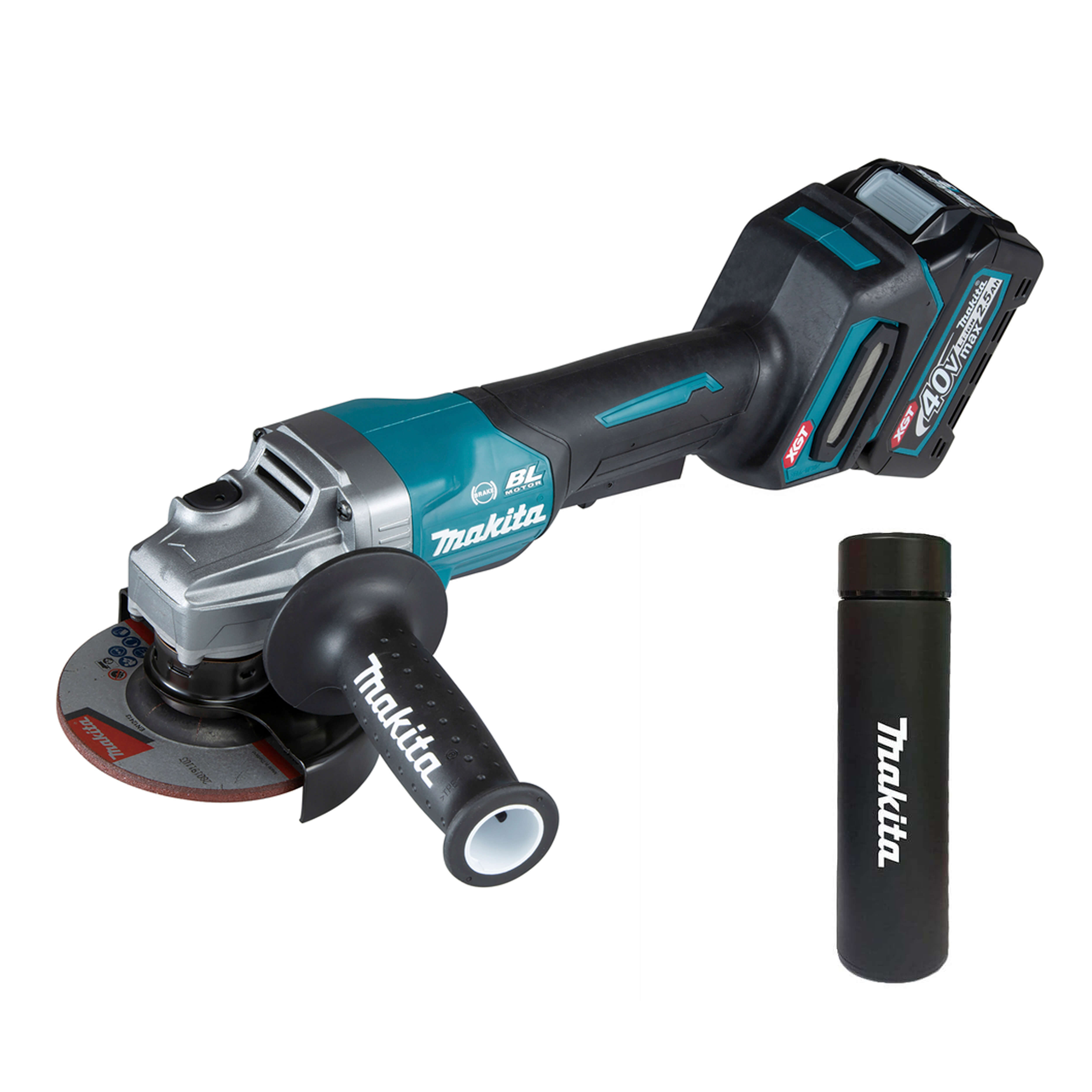 

Шлифмашина угловая аккумуляторная MAKITA XGT GA012GM201 + Термос, GA012GM201