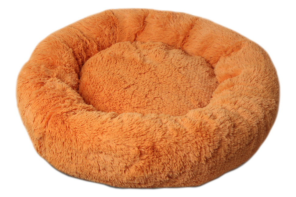 фото Лежанка для кошек и собак lion пончик съемный чехол, оранжевый, 40x40x8см