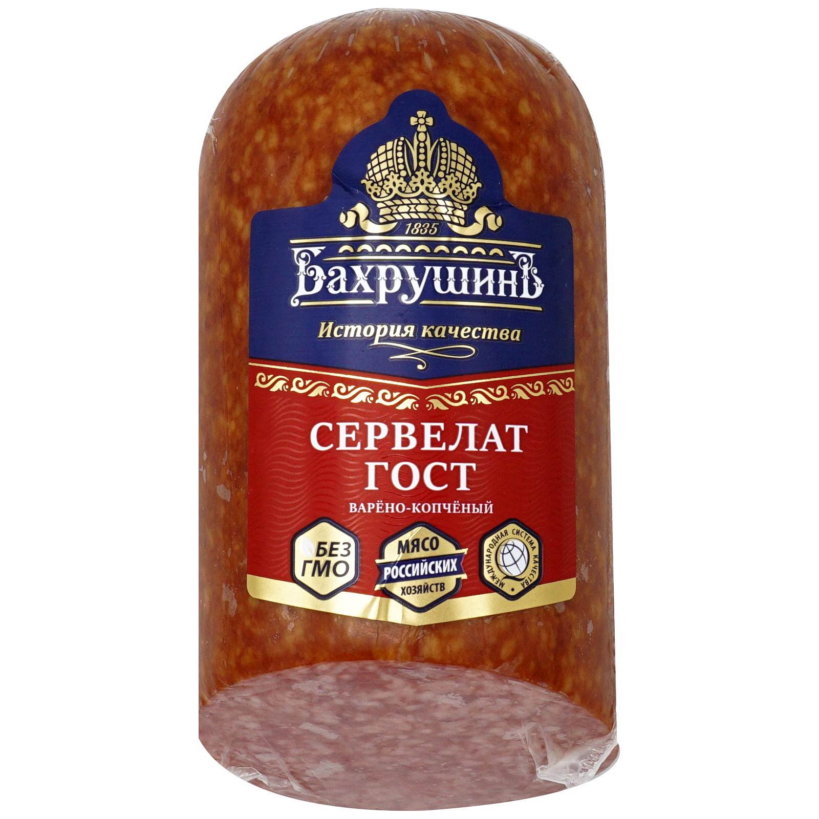 Колбаса варено-копченая БахрушинЪ Сервелат +-1 кг