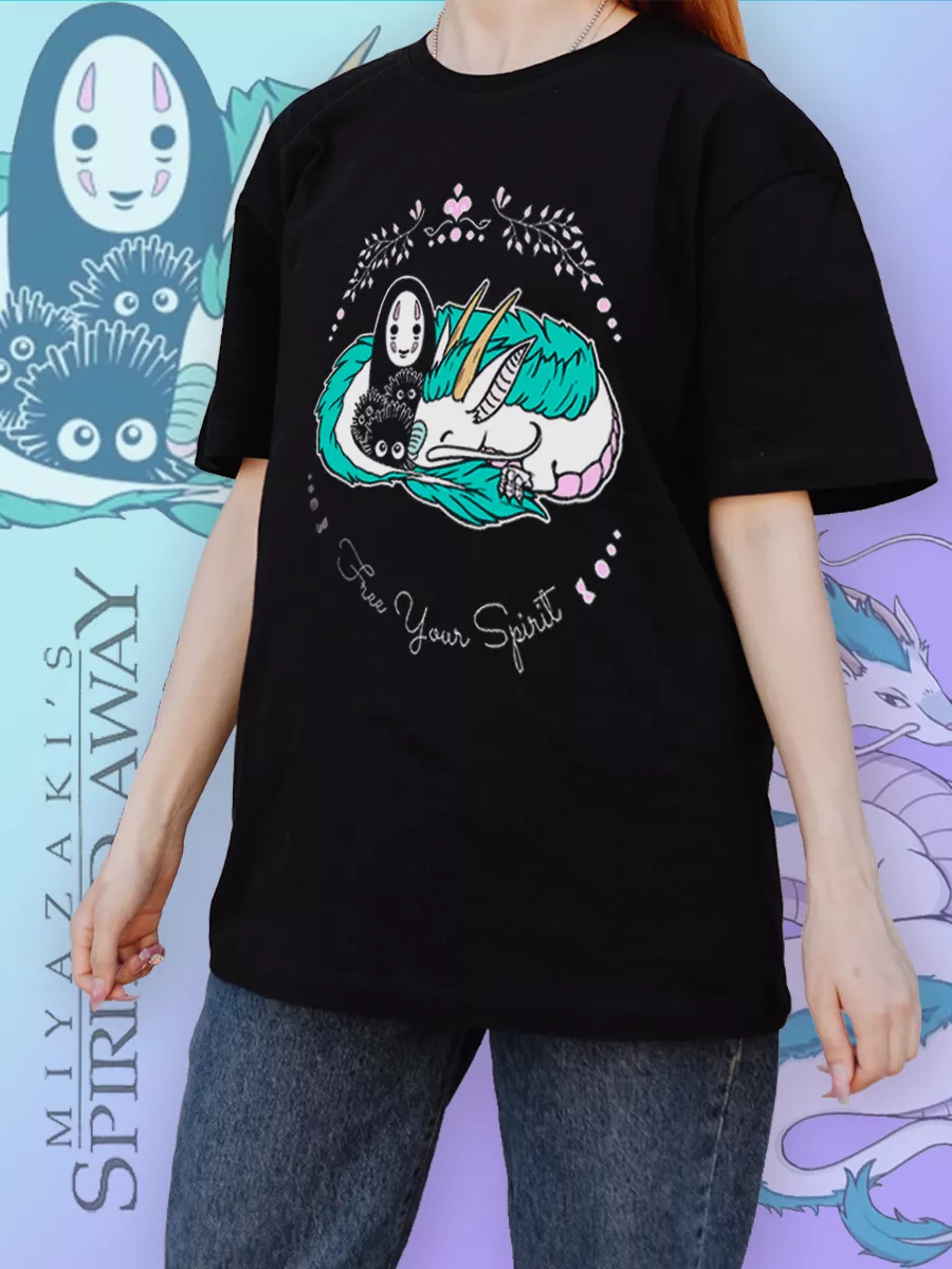 

Футболка женская Animania Унесенные призраками черная XXL, Черный, Унесенные призраками