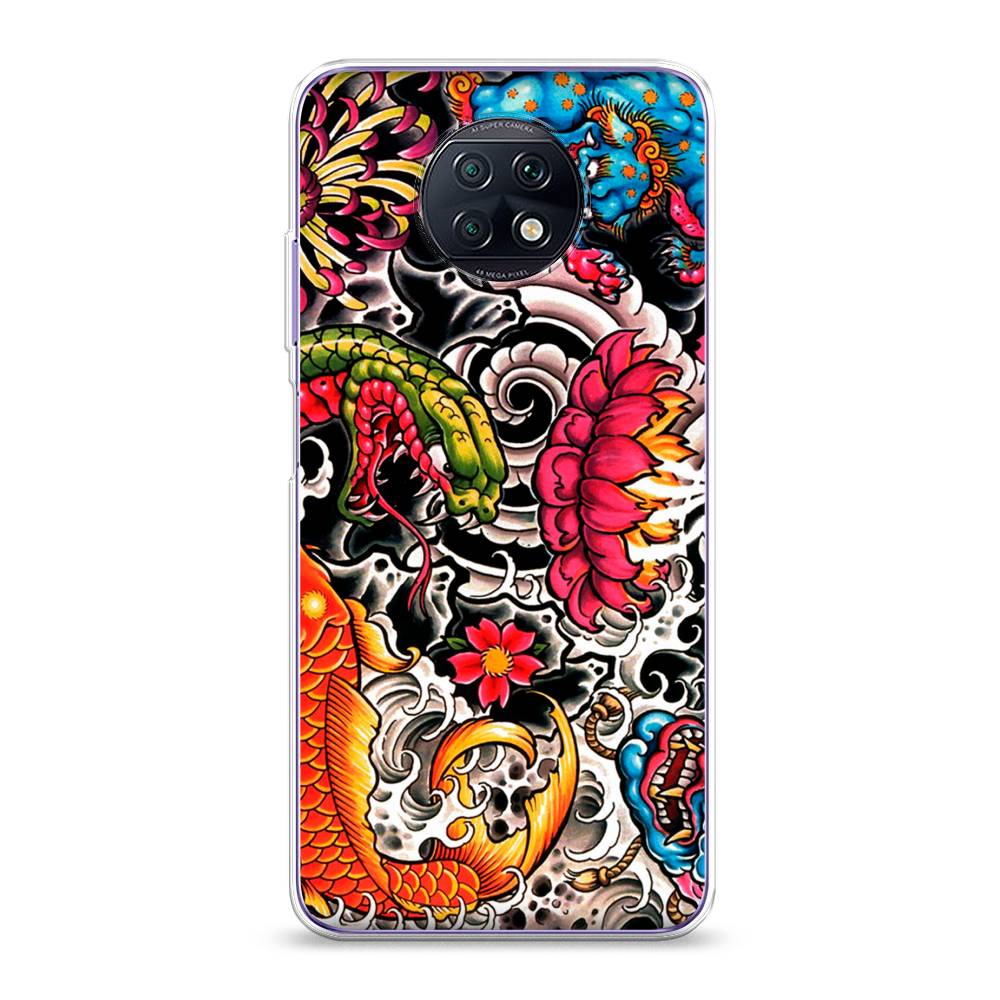 

Чехол на Xiaomi Redmi Note 9T "Японское искусство", Красный;оранжевый;голубой, 39650-4
