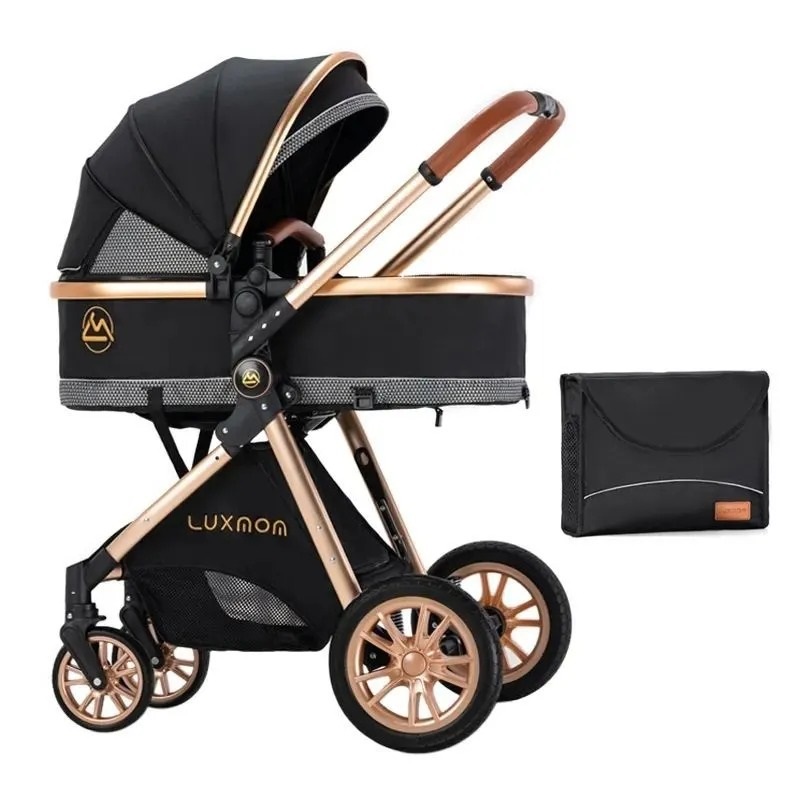 

Коляска детская LUXMOM V9, трансформер 2 в 1 для новорожденных и детей до 3-х лет, Черная, v921