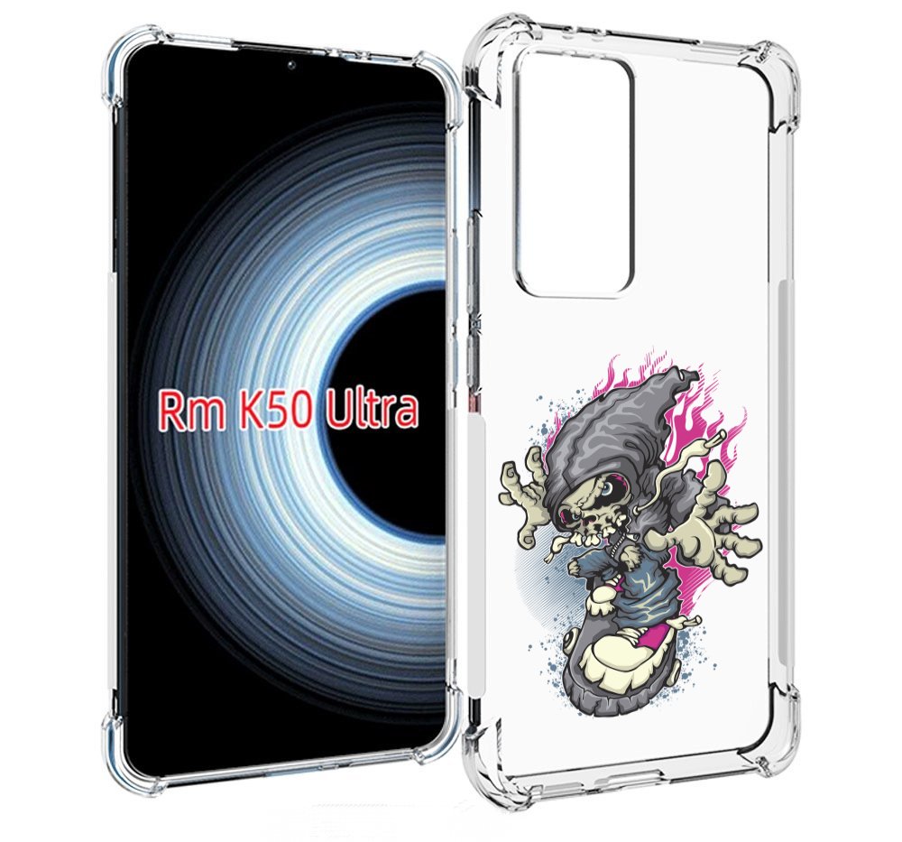 фото Чехол mypads нарисованный скелет на скейт борде для xiaomi 12t / redmi k50 ultra