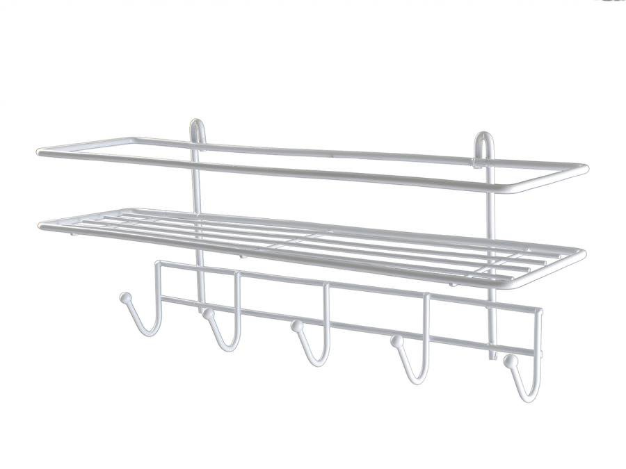 

Полка в ванную 5 крючков белая (35*13*17см). АЛТ 13, АЛТ