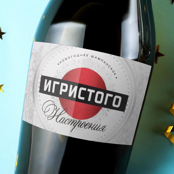 

Наклейка на бутылку Шампанское Новогоднее, размер 12 х 8 см., Белый