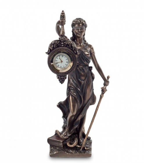 фото Статуэтка с часами veronese "фемида - богиня правосудия" (bronze) ws-696 veronese design