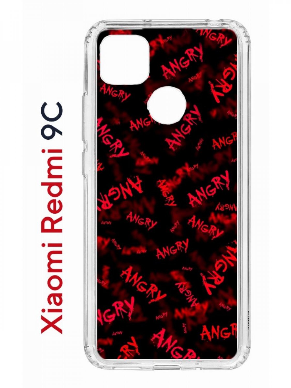 фото Чехол на redmi 9c с принтом kruche print angry,противоударный бампер с защитой камеры кruче