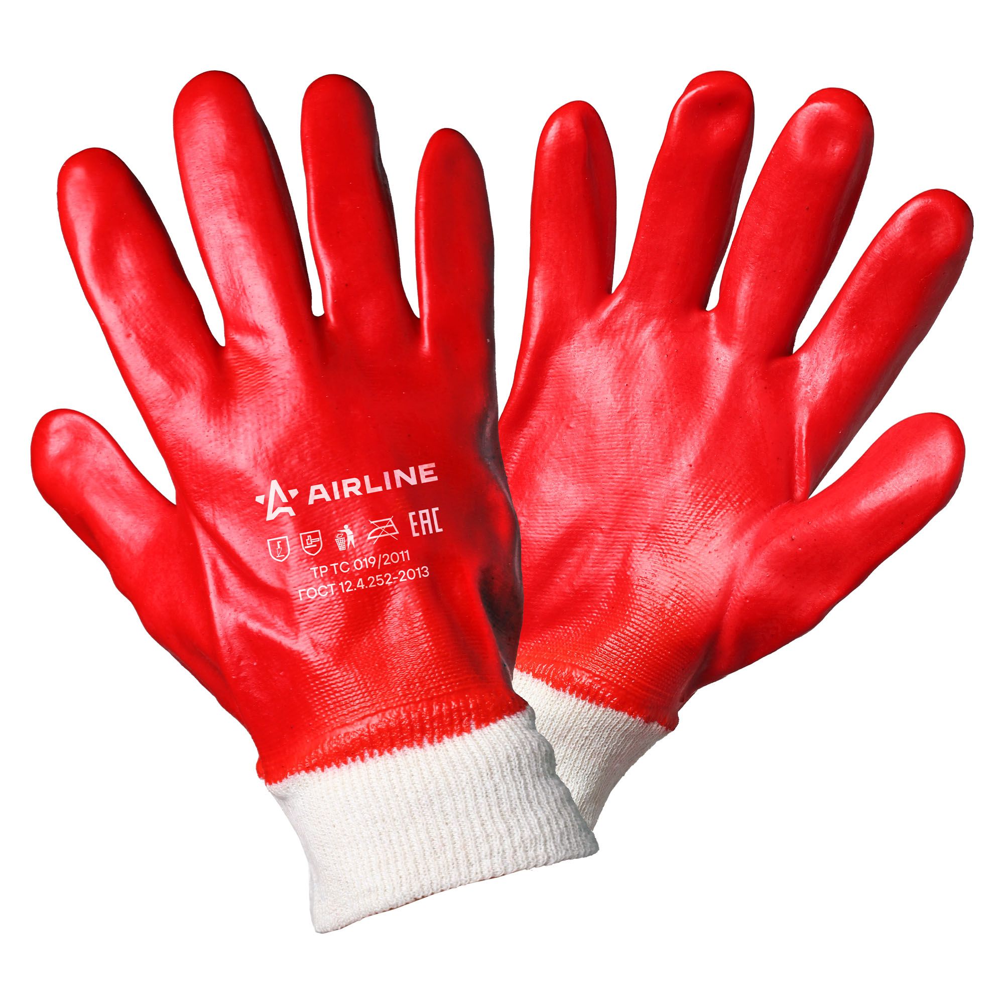 рабочие перчатки бибип AIRLINE AWGO04 ПЕРЧАТКИ РАБОЧИЕ С ПОЛНЫМ ПВХ ПОКРЫТИЕМ КИСТИ, МБС (XL), КРАСНЫЕ (AWG-O-04)