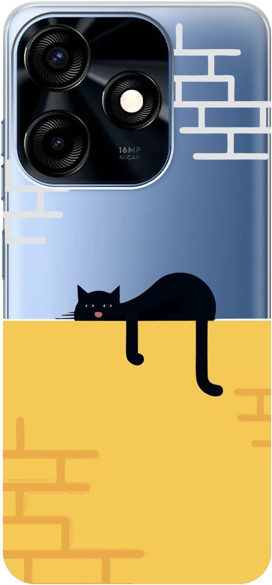 

Силиконовый чехол на Tecno Spark 10C "Lazy Cat" прозрачный, Прозрачный;желтый, 159587