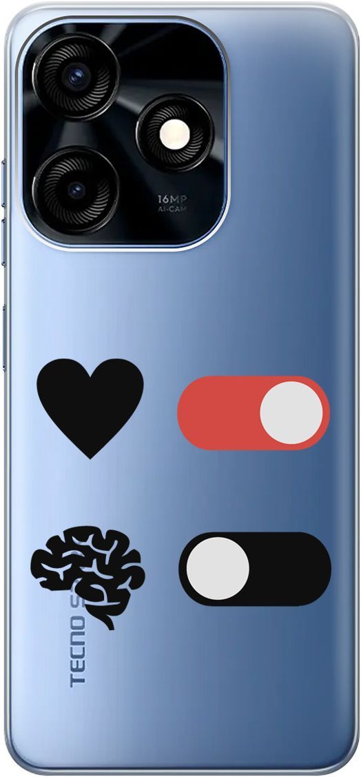 

Силиконовый чехол на Tecno Spark 10C "Brain Off" прозрачный, Прозрачный;белый, 159587