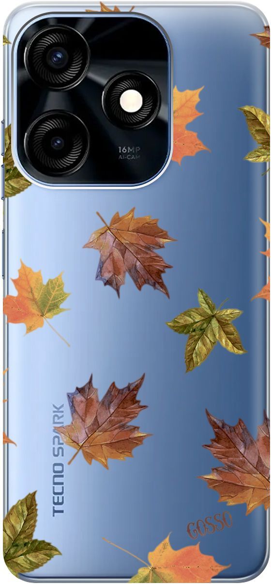 

Силиконовый чехол на Tecno Spark 10C "Maple" прозрачный, Прозрачный;оранжевый, 159586