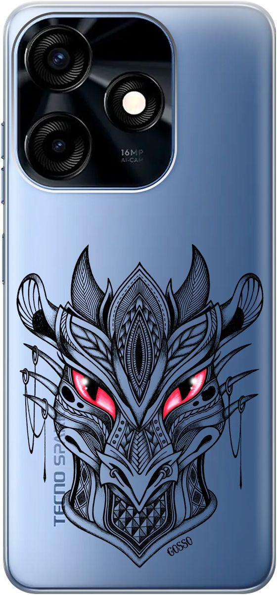 

Силиконовый чехол на Tecno Spark 10C "Dragon" прозрачный, Прозрачный;черный, 159586