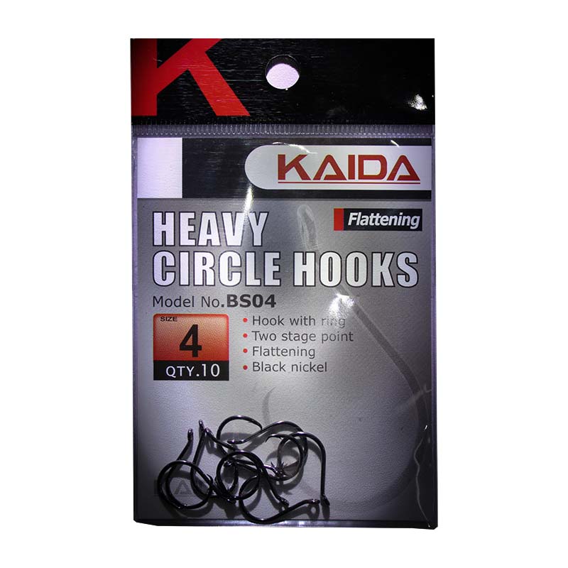 

Крючки карповые Kaida HEAVY CIRCLE HOOKS BS04 №4