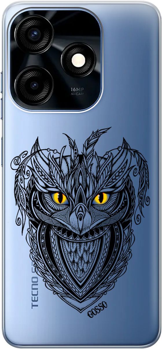 

Силиконовый чехол на Tecno Spark 10C "Grand Owl" прозрачный, Прозрачный;желтый, 159586