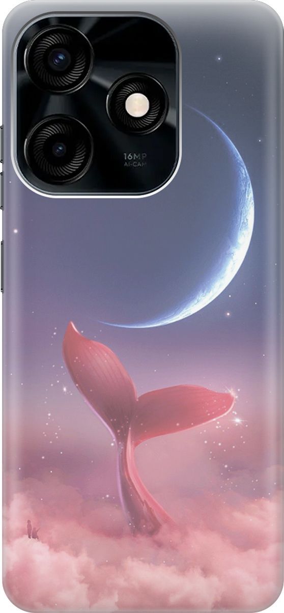 

Силиконовый чехол на Tecno Spark 10C "Небесный кит", Розовый;синий, 159579