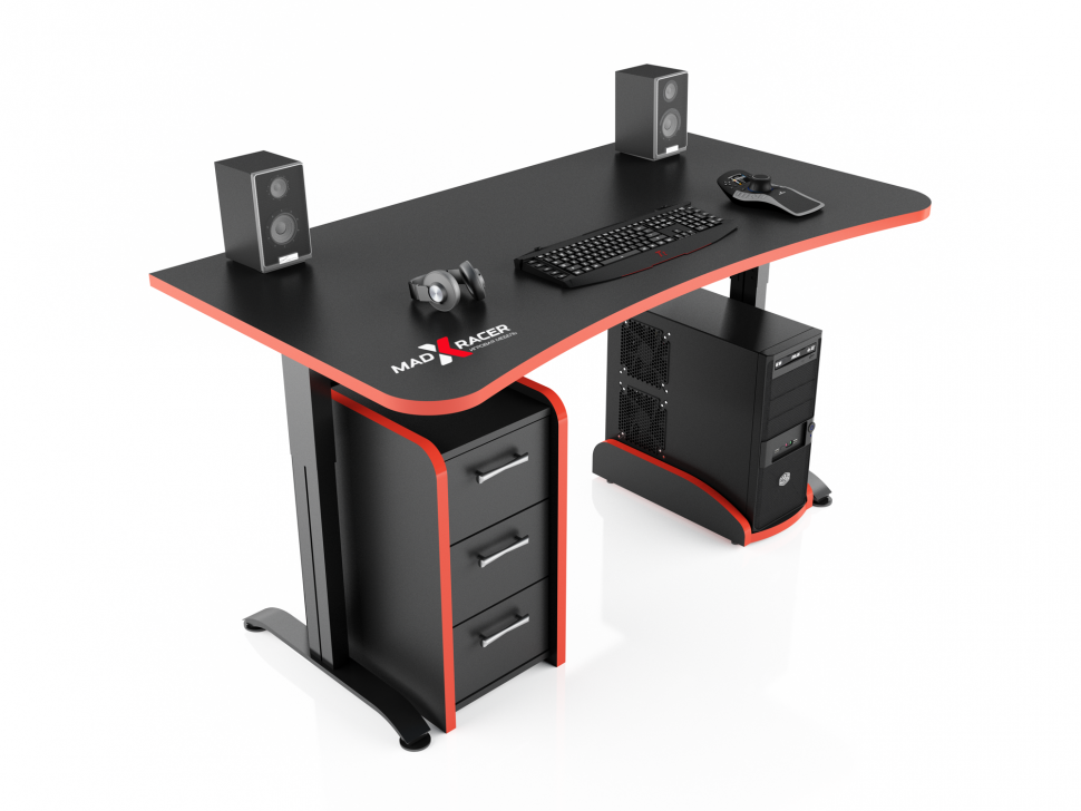 

Игровой компьютерный стол MADXRACER ARENA (GTS-16/BR (Черный с красной кромкой)), Черный;красный, GTS-16/BR