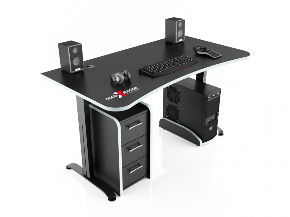 

Игровой компьютерный стол MADXRACER ARENA (GTS-15/BW (Черный с белой кромкой)), GTS-15/BW