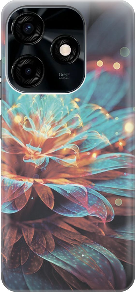 

Силиконовый чехол на Tecno Spark 10C "Магический цветок", Голубой;красный, 159585