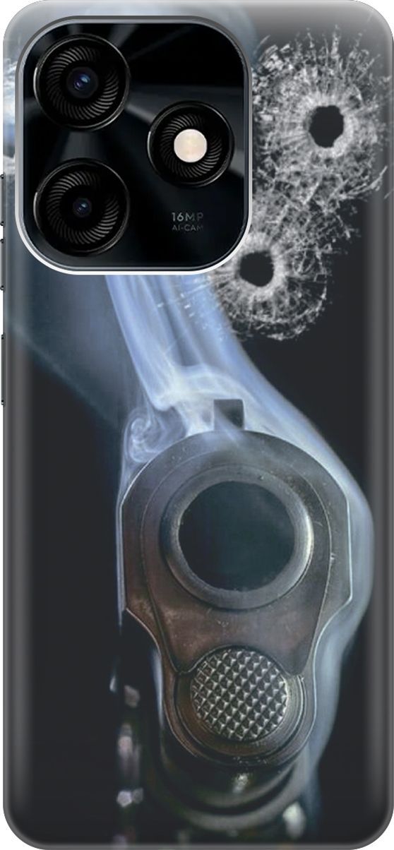 

Силиконовый чехол на Tecno Spark 10C "Выстрел", Серый;синий, 159582