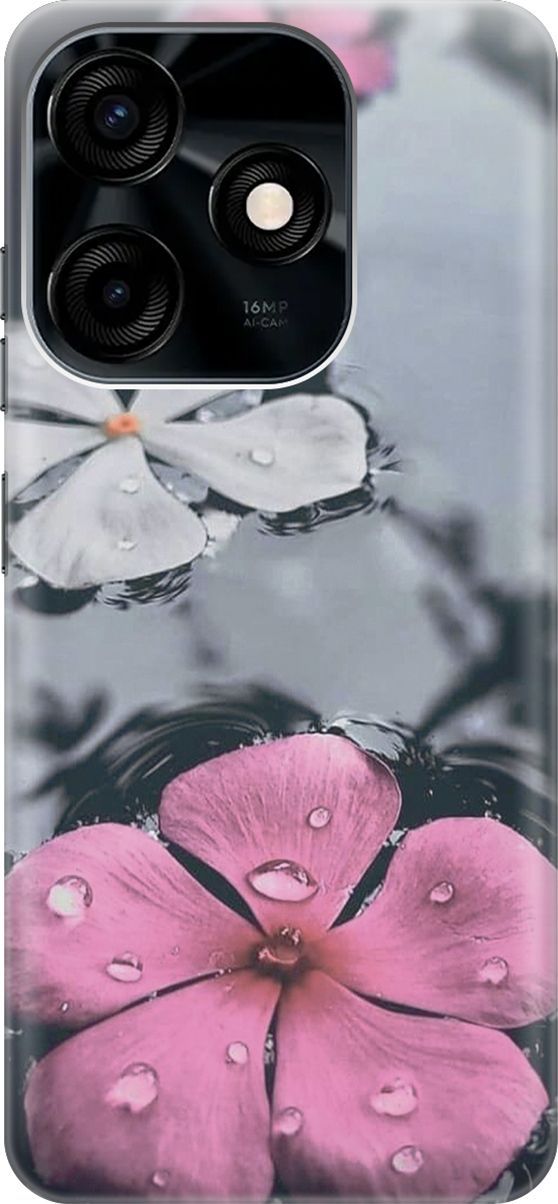 

Силиконовый чехол на Tecno Spark 10C "Фиалки в воде", Розовый;серый, 159585