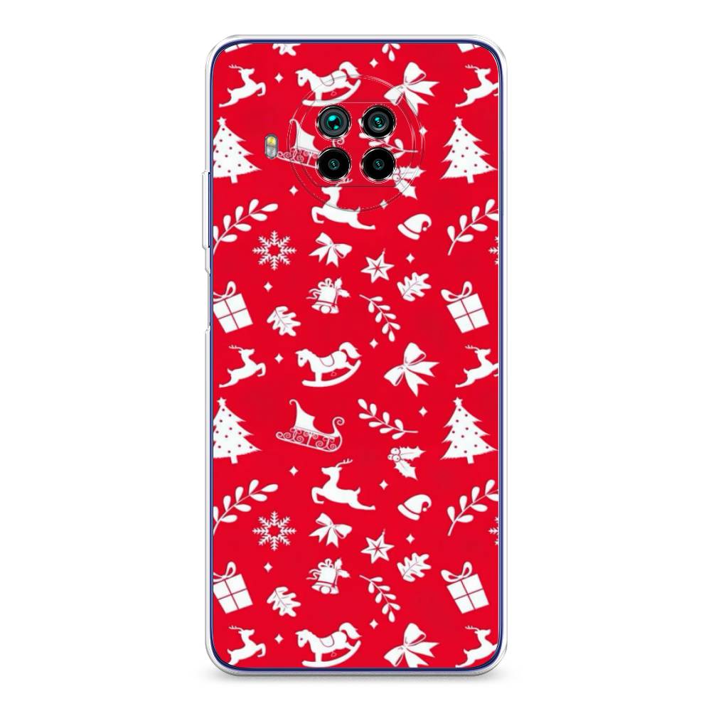

Чехол на Xiaomi Mi 10T Lite "Красный новогодний фон", Красный;белый, 39150-5