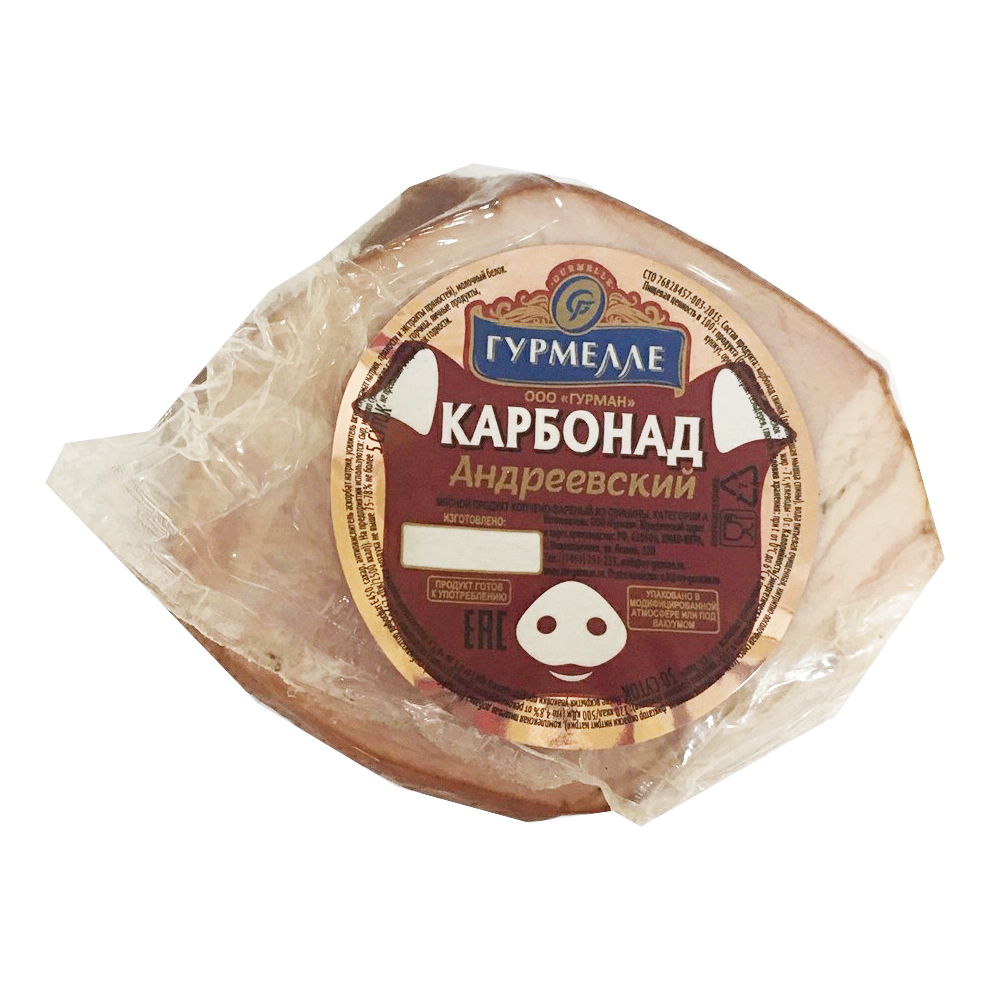 

Карбонад копчено-вареный Гурмелле Андреевский +-500 г