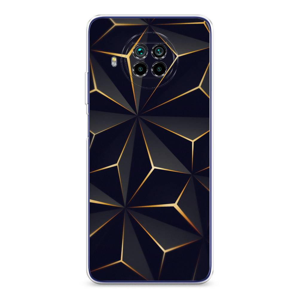 

Чехол на Xiaomi Mi 10T Lite "Черные полигоны", Золотистый;черный, 39150-3