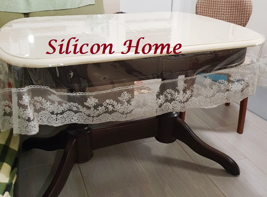 

Скатерть силиконовая с кружевом Silicon Home прямоугольная 120х180, ПС120180, Серый, ПС120180