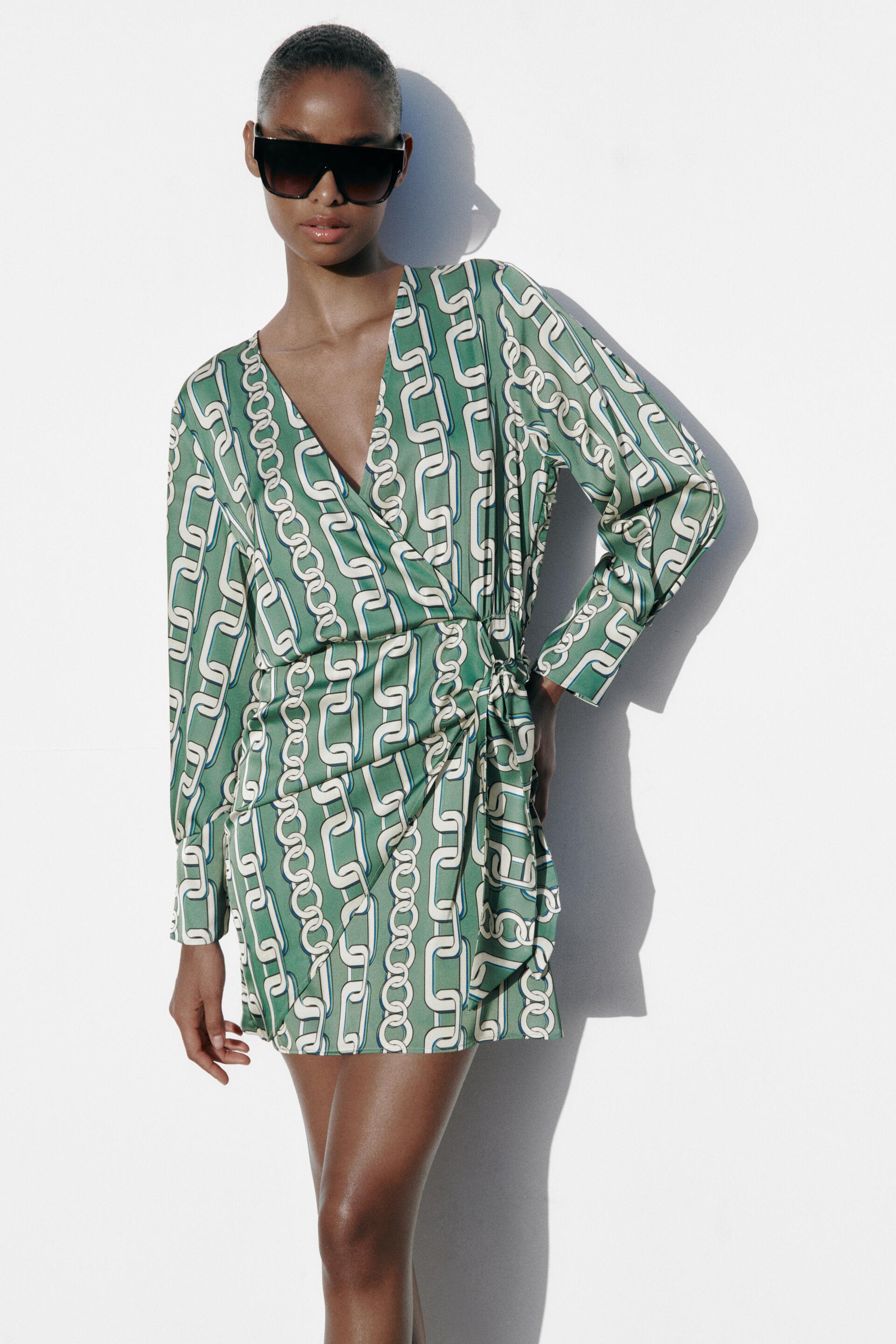 

Платье женское ZARA 02776140 зеленое L (доставка из-за рубежа), 02776140