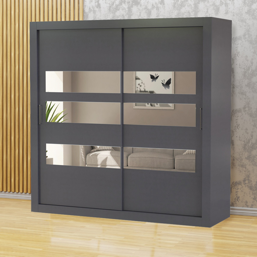 Шкаф-купе QualisMebel Дарси 1400х600х2200, Графит