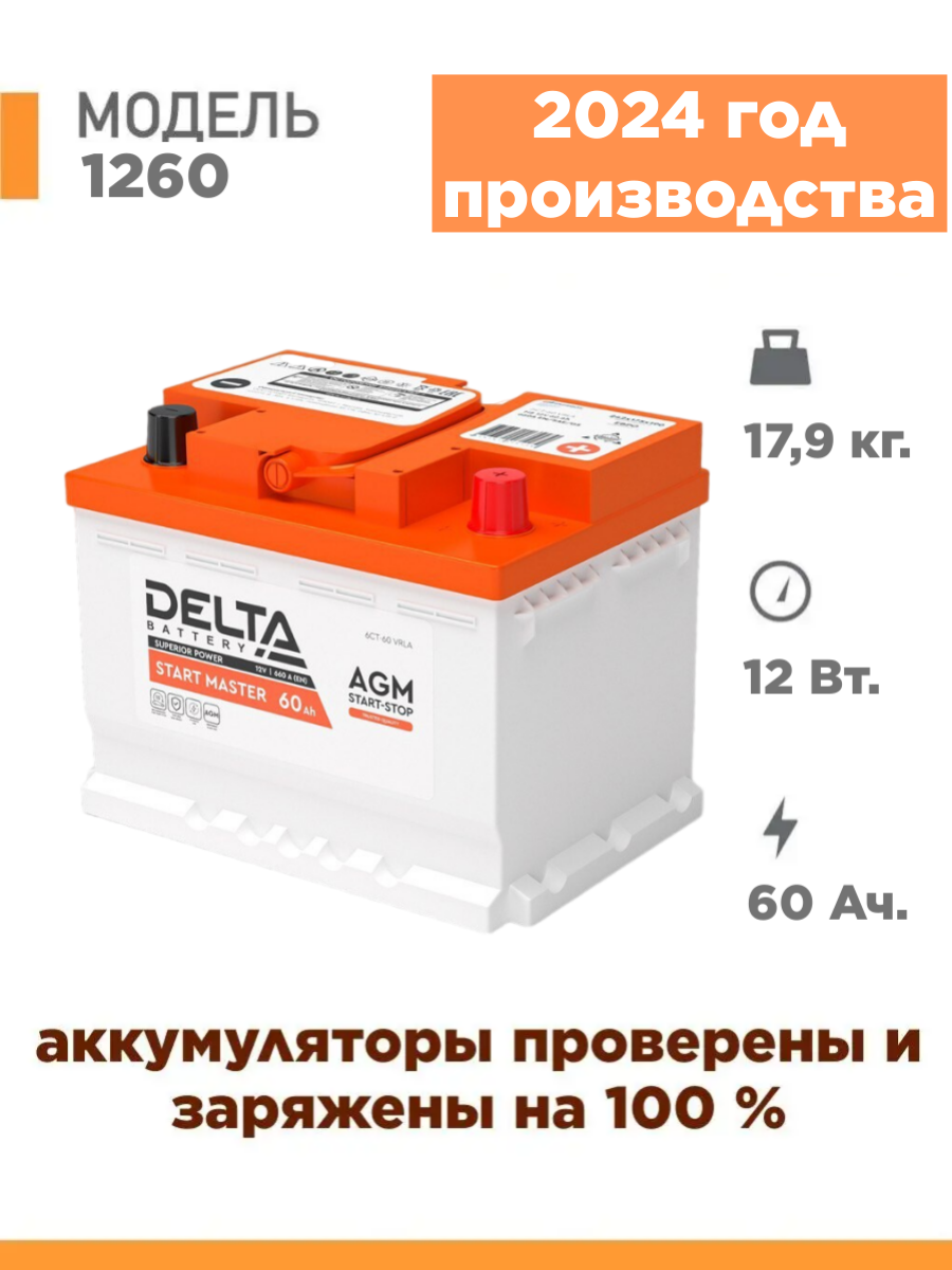 

Аккумулятор для автомобиля DELTA START MASTER 1260 12v 60Ah, SM1260