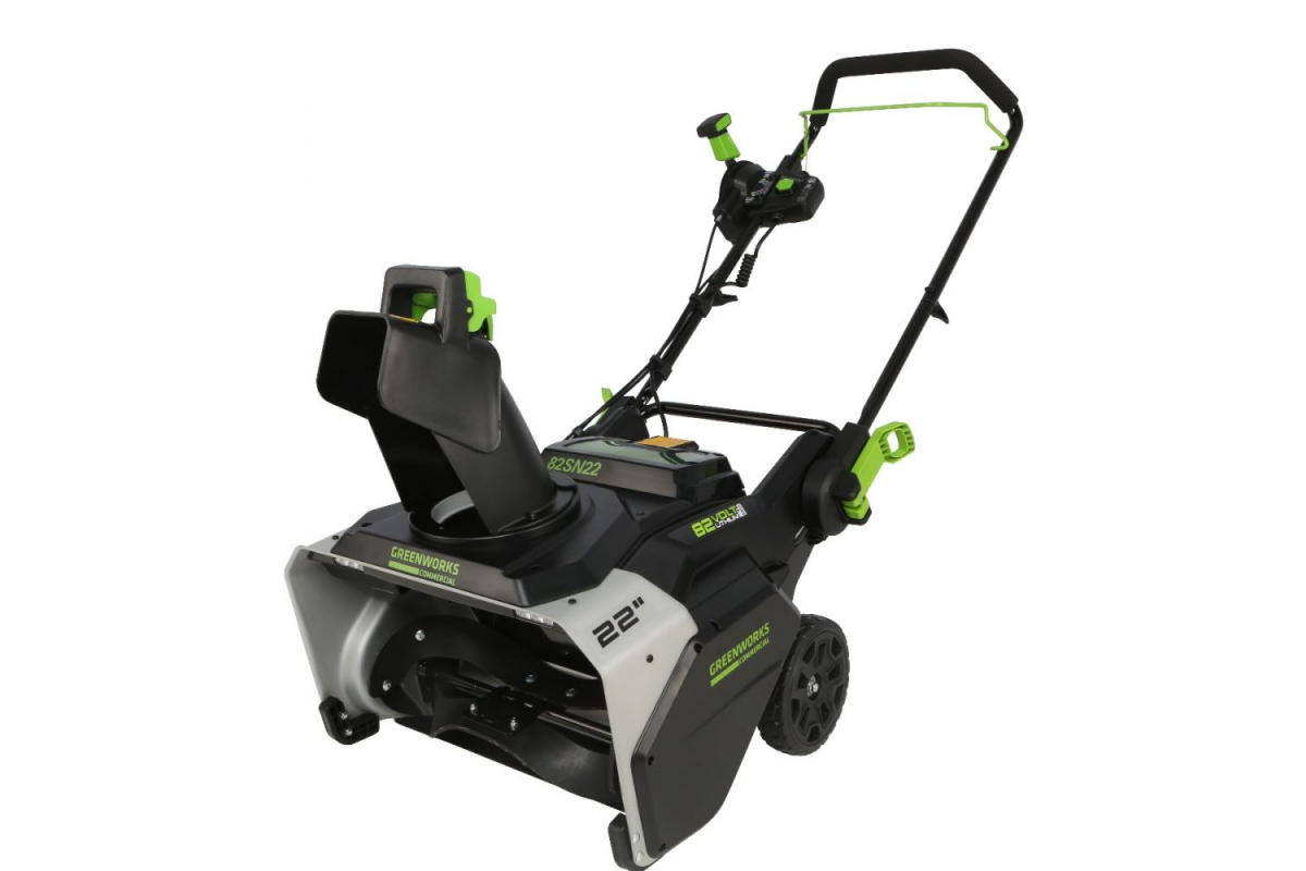 

Снегоуборщик аккумуляторный Greenworks GD82ST, 82V, 56 см, бесщеточный, c АКБ 5АЧ и ЗУ, Зеленый;черный