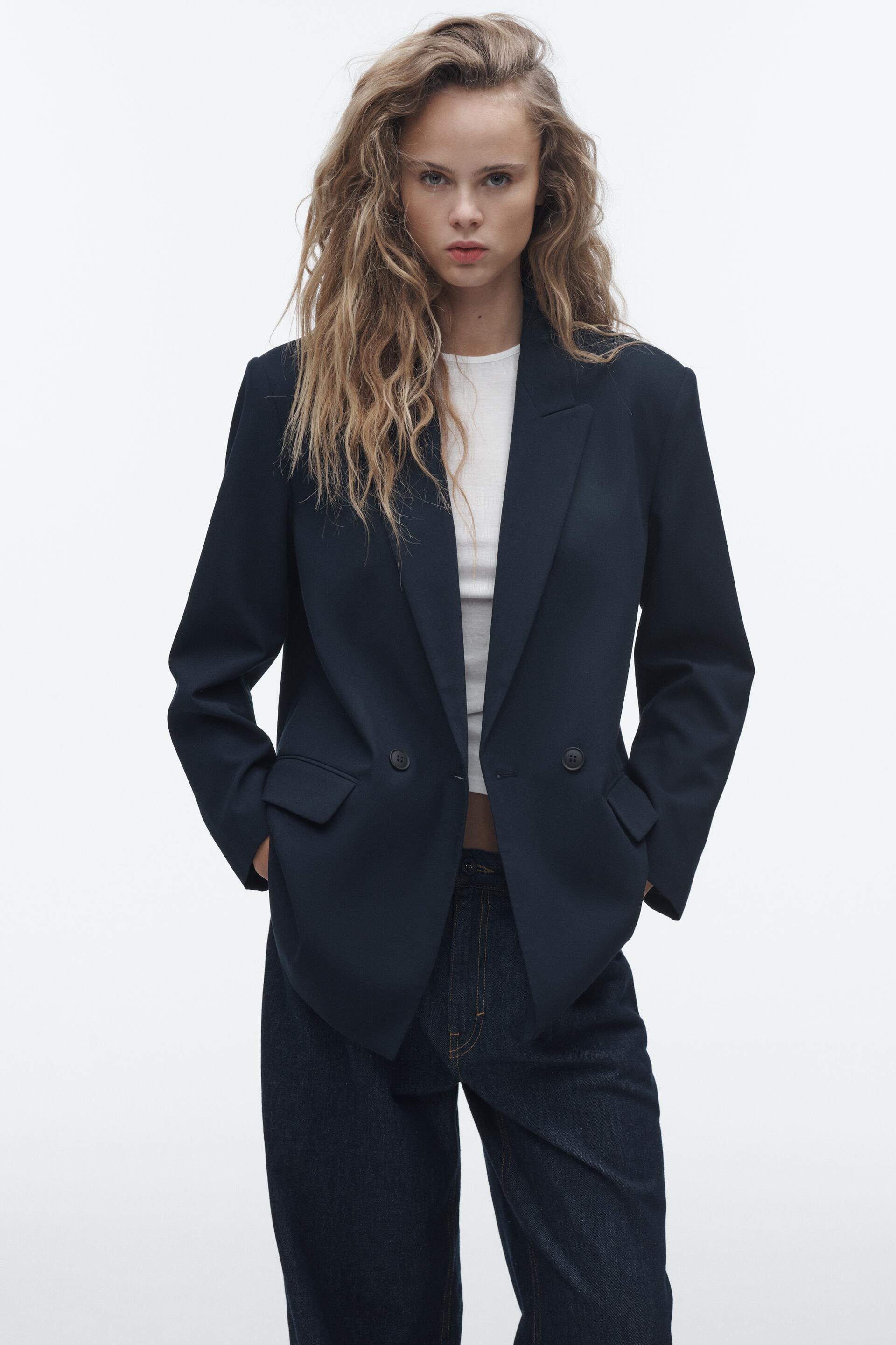

Блейзер женский ZARA 02753132 синий M (доставка из-за рубежа), 02753132