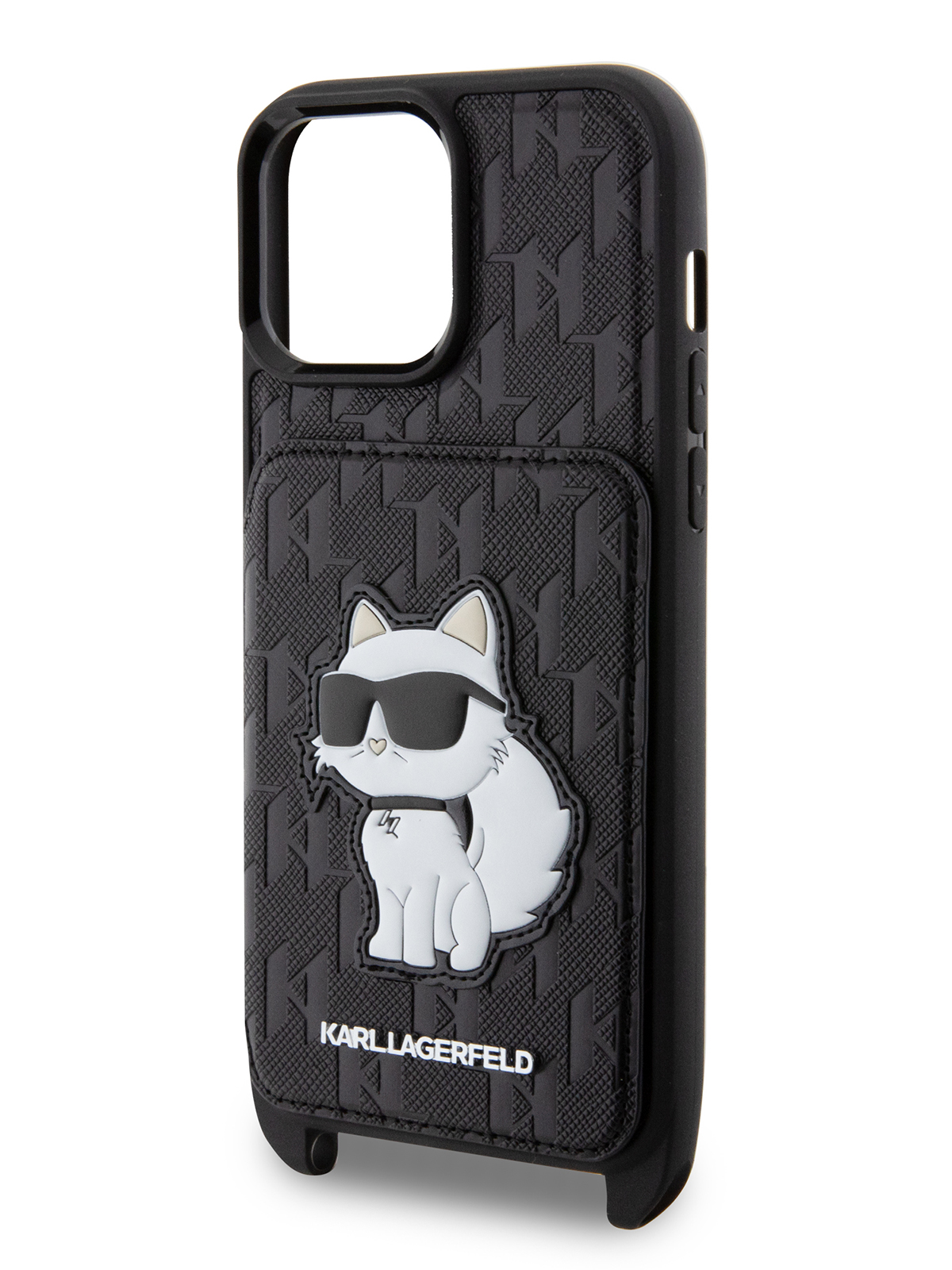 Чехол Karl Lagerfeld для iPhone 15 Pro с ремешком Monogram Hard Black