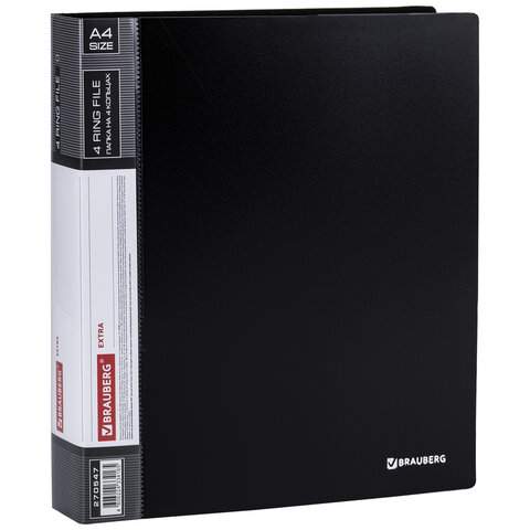 

Папка на 4 кольцах Brauberg 270547, 3 штуки, Черный