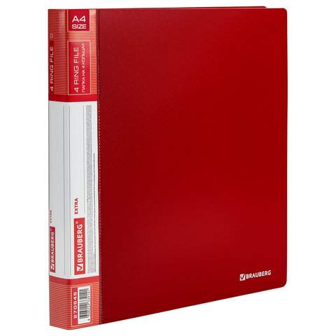 

Папка на 4 кольцах Brauberg 270545, 5 штук, Красный