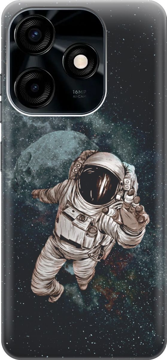 

Силиконовый чехол на Tecno Spark 10C "Космонавт", Белый;серый, 159582