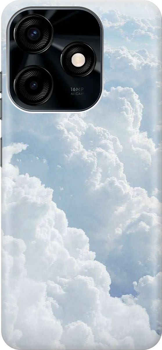 

Силиконовый чехол на Tecno Spark 10C "Кучевые облака", Белый;голубой, 159581