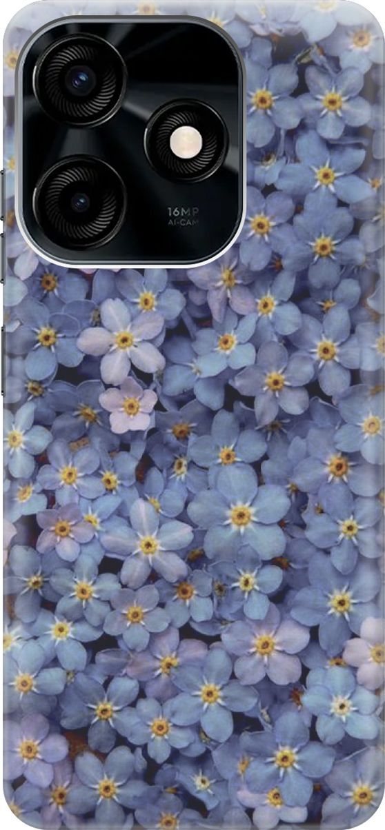 

Силиконовый чехол на Tecno Spark 10C "Голубые фиалки", Голубой;желтый, 159584