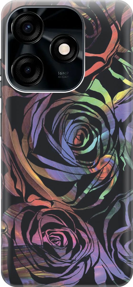 

Силиконовый чехол на Tecno Spark 10C "Мрачные розы", Серый;фиолетовый, 159582