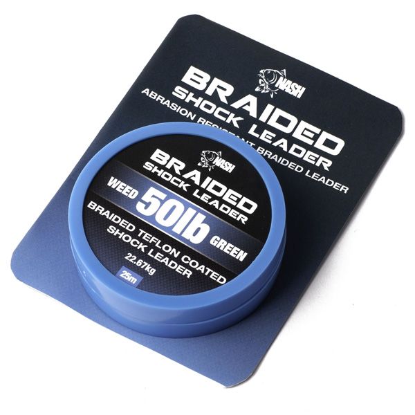 

Шок лидер Nash Braided Shock Leader 25m 50lb 22,7kg Green 2020