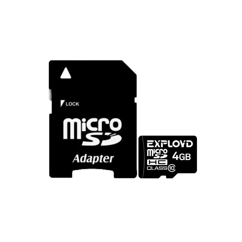 

Карта памяти EXPLOYD MicroSDHC 4GB Class10 + адаптер SD