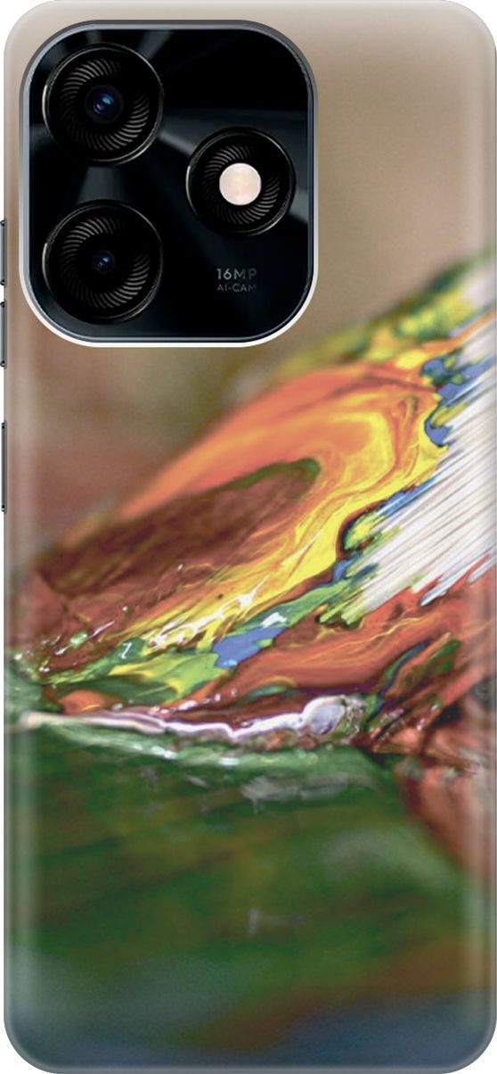 

Силиконовый чехол на Tecno Spark 10C "Кисть и краска", Бежевый;зеленый, 159580