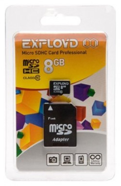 

Карта памяти EXPLOYD microSDHC Class 10 8GB + SD adapter