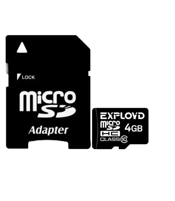 Карта памяти EXPLOYD MicroSDHC 4GB Class10 + адаптер SD